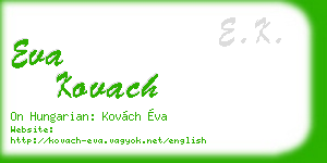 eva kovach business card